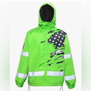 Men/Woman Reflective Patriotic Waterproof Safety Jacket Size Small